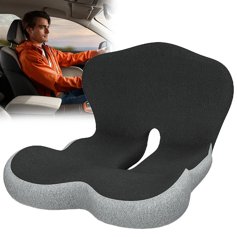 Ergonomic Memory Foam Seat Cushion with Back Support – Non-Slip Office Chair Gaming Chair Car Seat Pad for Hip & Tailbone Pain Relief, Long Sitting Comfort