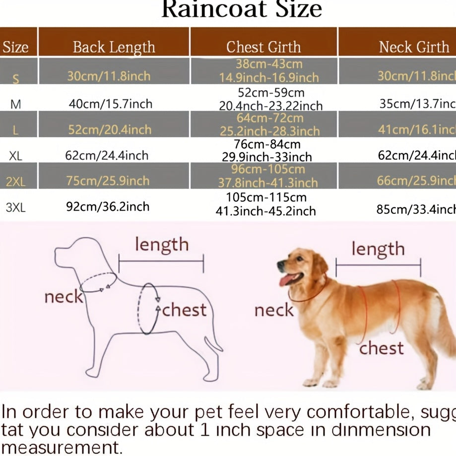 Reflective Dog Raincoat with Hooded Cape – Waterproof Pullover Pet Rain Jacket for All Breeds, Easy On/Off Hook-and-Loop Closure, Sizes S-3XL, Yellow