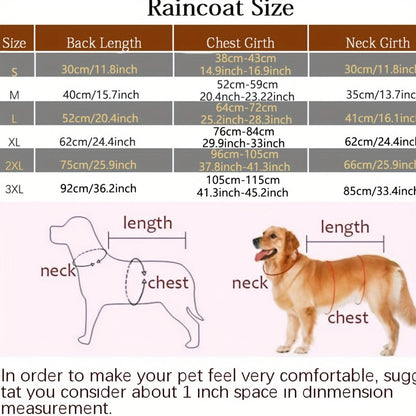 Reflective Dog Raincoat with Hooded Cape – Waterproof Pullover Pet Rain Jacket for All Breeds, Easy On/Off Hook-and-Loop Closure, Sizes S-3XL, Yellow