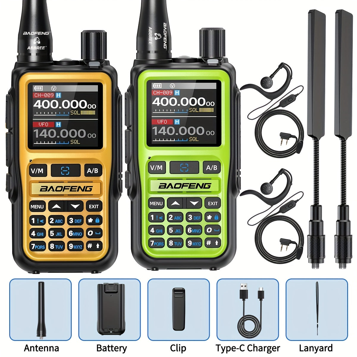 Baofeng UV-5RMini Ham Radio 2-Pack – Long Range Two-Way Radio, USB-C Rechargeable, 999CH, NOAA Weather Alert, Dual PTT, App Programming for Hunting, Camping, Fishing, Skiing & Survival