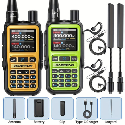 Baofeng UV-5RMini Ham Radio 2-Pack – Long Range Two-Way Radio, USB-C Rechargeable, 999CH, NOAA Weather Alert, Dual PTT, App Programming for Hunting, Camping, Fishing, Skiing & Survival