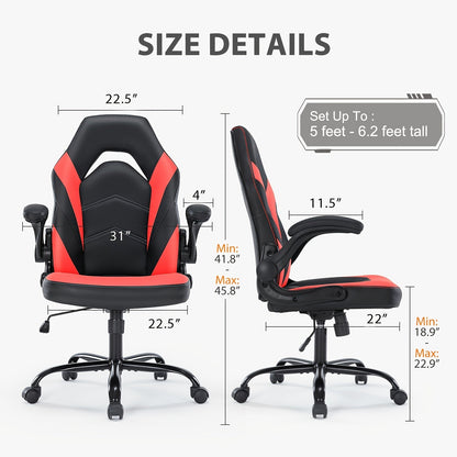 Ergonomic Gaming Chair with Footrest & Lumbar Support – Racing Style Esports Computer Chair, Fixed Armrests, Adjustable Recliner, Home Office Desk Chair for Adults