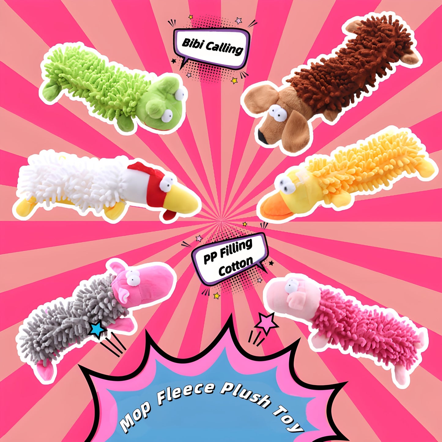 6pcs Squeaky Plush Dog Toys with Crinkle Sound – Interactive Soft Chew-Resistant Toys for Small & Medium Dogs, Puppy Training, Solo Play & Pet Bonding