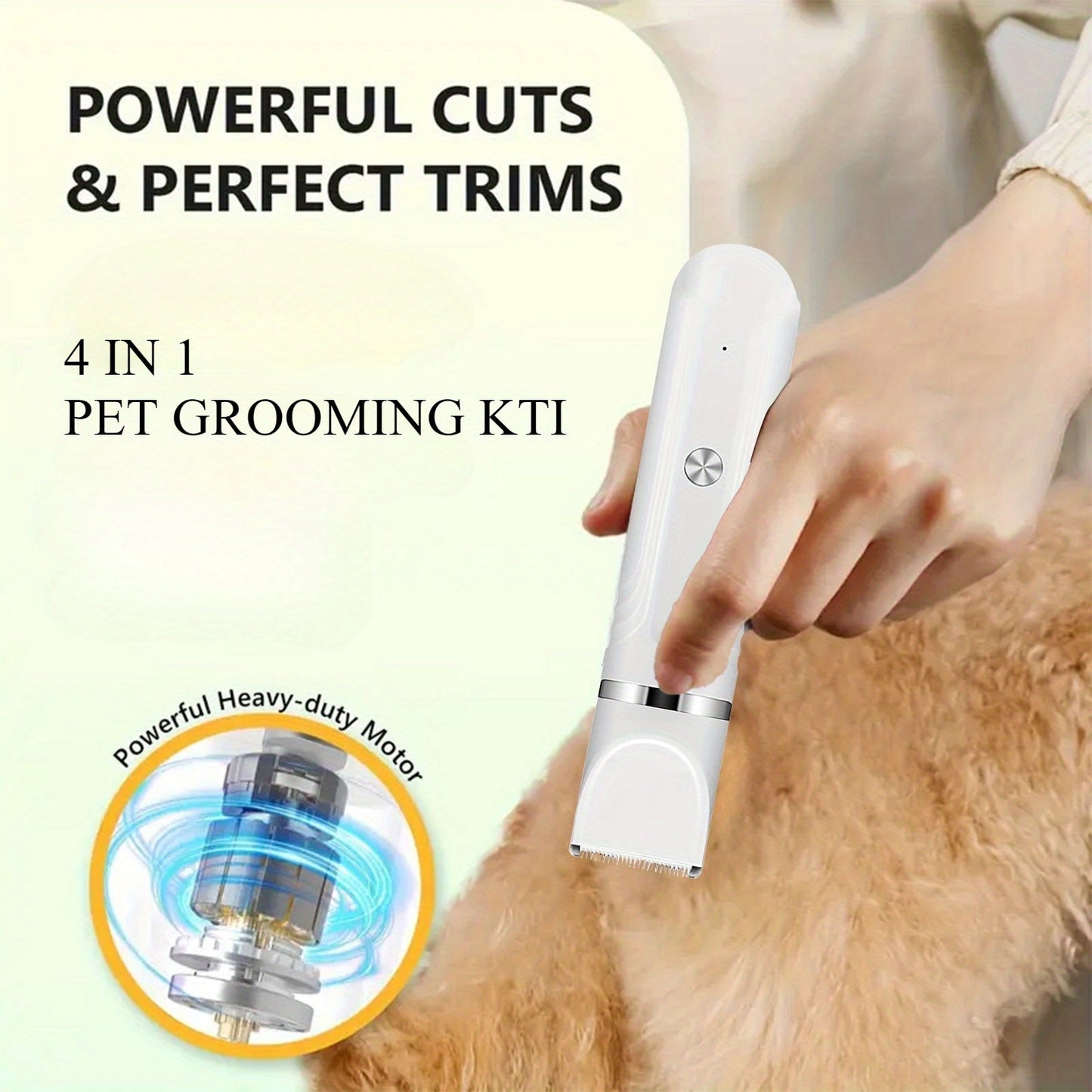 6-in-1 Rechargeable Pet Grooming Kit for Dogs & Cats – Cordless Hair Clipper, Steel Scissors, Comb & Shaver Set for Thick Coats, USB Charging