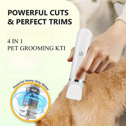 6-in-1 Rechargeable Pet Grooming Kit for Dogs & Cats – Cordless Hair Clipper, Steel Scissors, Comb & Shaver Set for Thick Coats, USB Charging