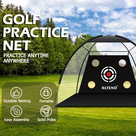 10x7ft Golf Practice Net & Mat Set with Balls, Tees & Carry Bag – Heavy Duty Golf Hitting Net for Backyard, Basement & Indoor Outdoor Use, Golf Training Equipment Gift for Men & Women