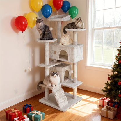 Multi-Level Cat Tree Tower with Scratching Post – Indoor Kitten Activity Center Playhouse, Easy to Assemble, Available in 22"/54"/60"/70" Heights & 7 Colors, Perfect Cat Gift