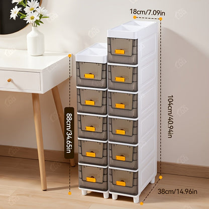 Slim Rolling Storage Cabinet with Drawers and Wheels Waterproof PP Organizer 3 4 5 6 Tier for Bathroom Kitchen Bedroom Small Spaces – Narrow Drawer Unit