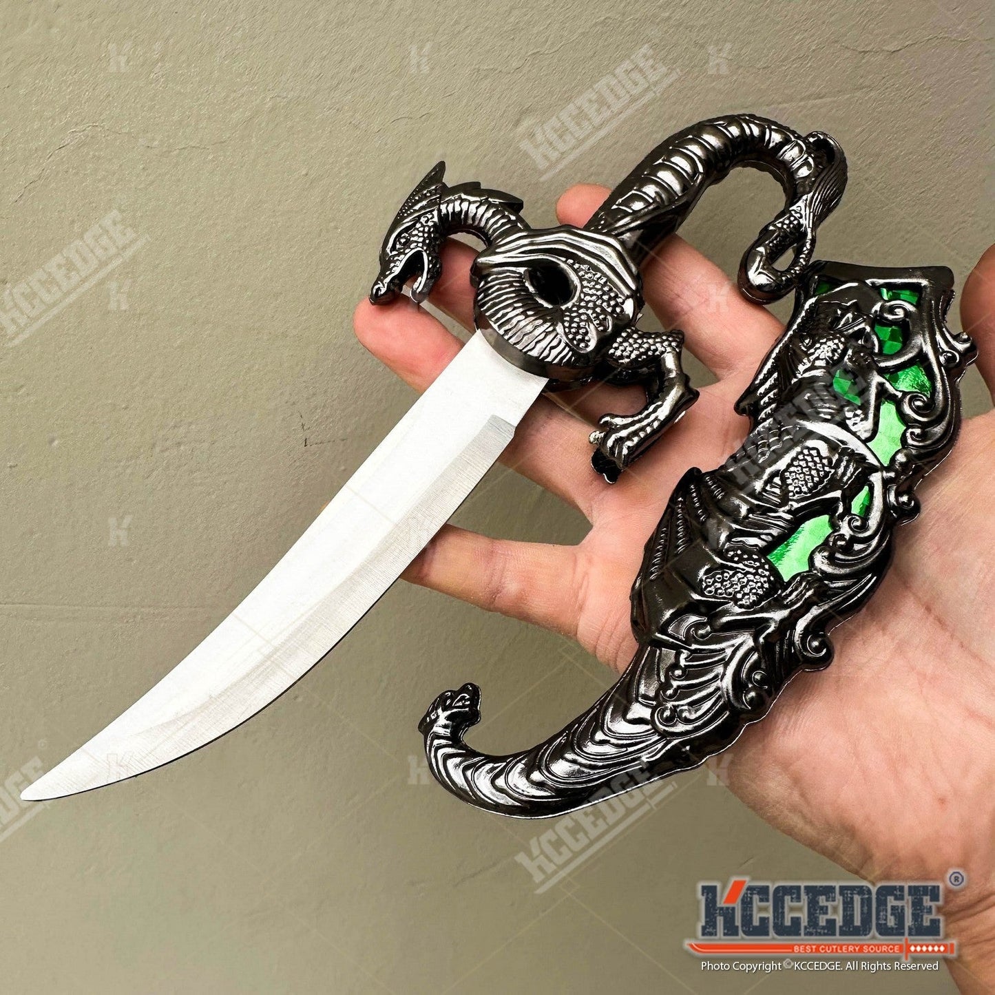 Medieval Dragon Fantasy Fixed Blade Knife with Scabbard 9 Inch – Non-Sharpened 440 Stainless Steel, Cosplay Prop, Historical Replica, Home Decor Collectible, 5 Colors