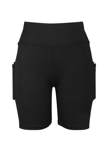 Women's High Waist Biker Shorts with Tummy Control & Pocket – Stretch Knit Polyester Athletic Shorts for Gym, Workout, Yoga, Cheerleading & Casual Wear, Sizes XS–XXL