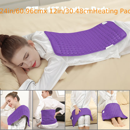 Extra Large Heating Pad 24"x12" for Back Neck Shoulders – 6 Heat Settings Auto Shut-Off Wet Dry Washable Flannel Electric Heating Pad Gift