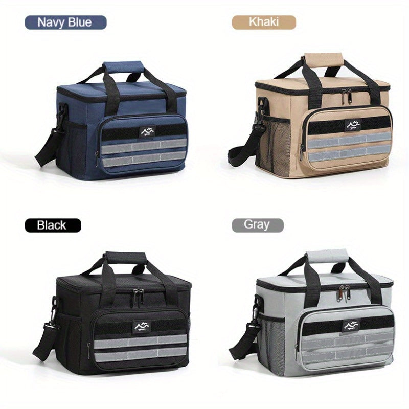 Large Capacity Insulated Cooler Bag Leakproof Portable Food Storage for Picnic Camping Beach Lunch, Durable Handle Soft Sided Cooler Tote with Thick Insulation - Black Navy Grey Khaki