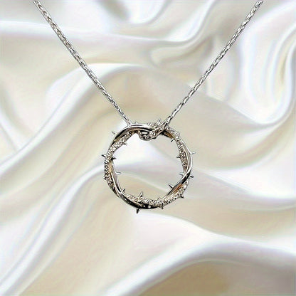 925 Sterling Silver 1-Carat Moissanite Thorn Ring Pendant – Vintage Style Sparkling Gemstone Necklace Charm for Daily Wear & Parties, Gift Box Included, Perfect for Valentine's Day & Holidays