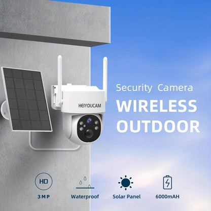3MP Solar Security Camera Outdoor Wireless – 360° View, Smart Siren, Spotlight, AI Human Detection & Tracking, Color Night Vision, Two-Way Talk, Weatherproof, Wall Mount, Motion Sensor WiFi CCTV