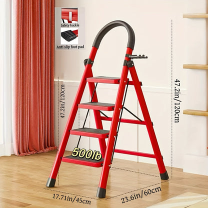 Heavy Duty Folding Step Ladder 500 Lbs Capacity - 2/3/4/5 Step Portable Non-Slip Ladder, Lightweight Durable Plastic, Foldable Step Stool for Home, Kitchen, Office & Industrial Use