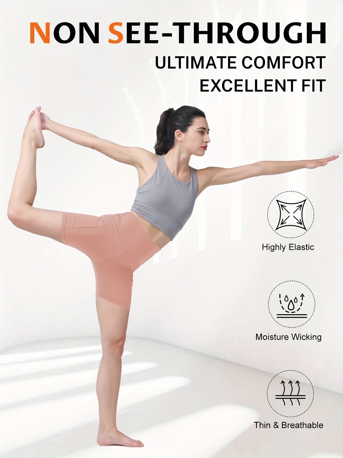 Women's Butt Lifting Yoga Shorts High Waist – Tummy Control Workout Shorts for Gym Fitness Running Cycling – Anti-Chafing Sports Shorts with Inner Safety Lining, Sizes S-XXL