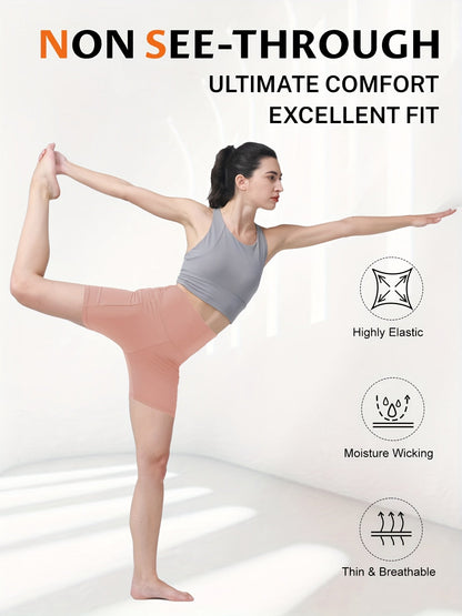 Women's Butt Lifting Yoga Shorts High Waist – Tummy Control Workout Shorts for Gym Fitness Running Cycling – Anti-Chafing Sports Shorts with Inner Safety Lining, Sizes S-XXL