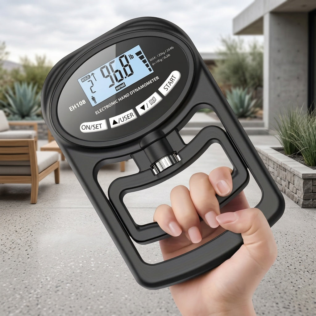 Digital Hand Grip Strength Tester – Hand Dynamometer 264 lbs / 120 kg Adjustable Grip Trainer for Sports Training, Fitness Testing, Physical Therapy & Rehabilitation, Men Women Athletes