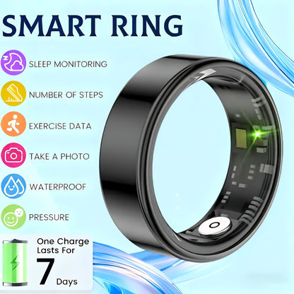 Smart Ring Fitness Tracker for Women Men – Steps Calories HRV Heart Rate Stress Body Temp Monitor 100+ Sports Modes IP68 Waterproof iPhone Android Compatible
