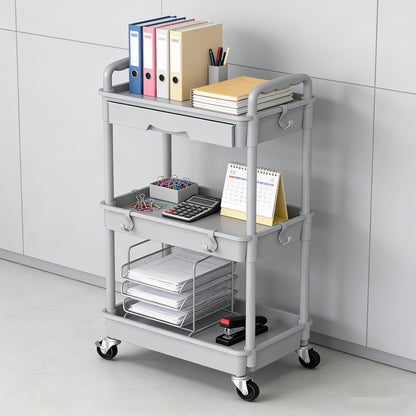 Rolling Storage Cart 3-Tier & 4-Tier with Drawer & Lockable Wheels Multifunctional Plastic Shelf Organizer for Kitchen Bathroom Living Room Office – 7 Colors
