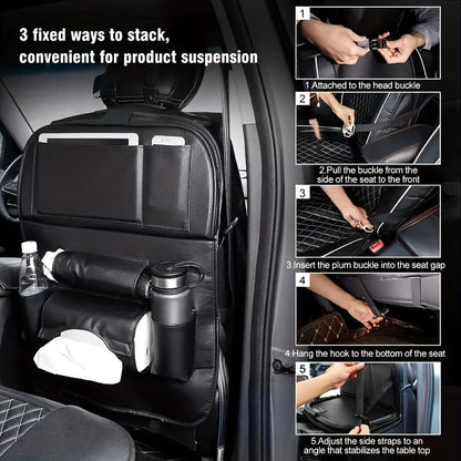 Car Rear Seat Organizer 2PCS – Premium Integrated Storage Box with Foldable Table, Footrest, Cup Holder, Tissue Box, Umbrella Holder & Laptop Base, Ultimate Car Travel Companion for Backseat Passengers