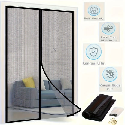 Magnetic Screen Door Hands-Free Auto-Close – Heavy Duty Mesh Curtain with Frame Shackle, Bug & Insect Proof, Pet & Kid Friendly for Front Door, Kitchen, Balcony & Bedroom