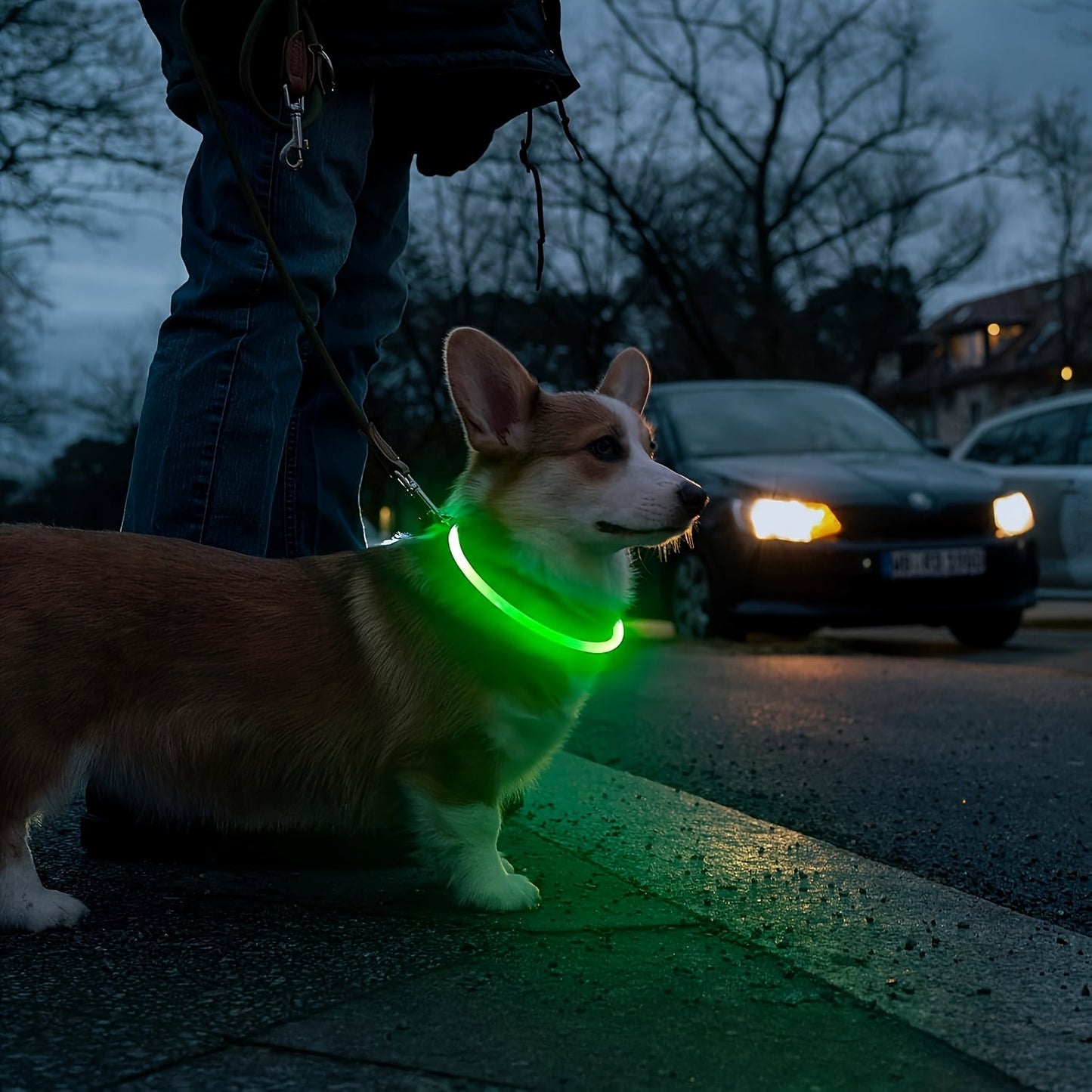 USB Rechargeable LED Dog Collar – Light Up 360° Glow Safety Collar with 3 Modes, Adjustable TPU Cuttable Collar for Small Medium Large Dogs, Night Walking Running & Hunting
