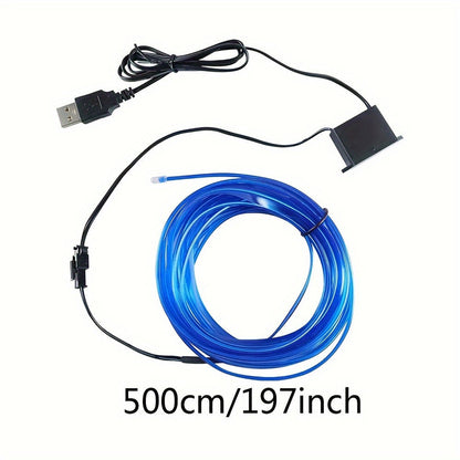 Car LED Strip Lights 16.4ft USB Neon EL Wire Interior Ambient Lighting Kit – 2 Sets, 7 Colors, Plug-and-Play, Universal Fit for Car Truck SUV RV, Great Gift for Car Lovers