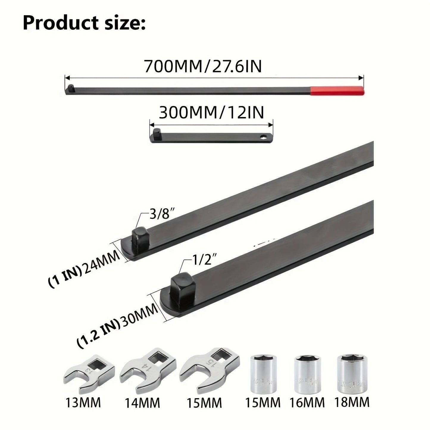 Serpentine Belt Tool Set 8/16 Piece - Universal 3/8 and 1/2 Drive Belt Tensioner Wrench, Idler Pulley Adjuster, Chrome Vanadium Steel, Professional Automotive Belt Removal and Installation Kit for Car Engine Repair