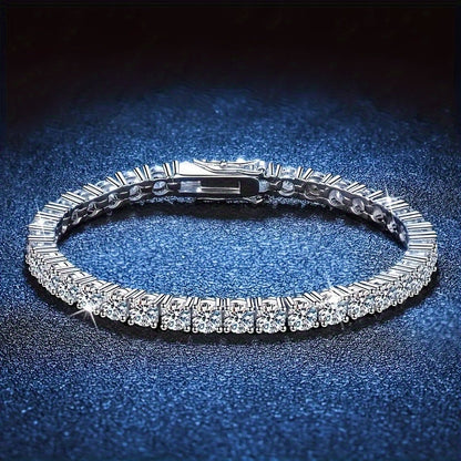 S925 Sterling Silver Moissanite Tennis Bracelet for Women Men – Luxury CZ Bling Hip Hop Bracelet Sizes 6–9 Inch, Wedding Anniversary Birthday Gift