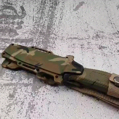 Outdoor Fixed Blade Knife – Stainless Steel Straight Blade, Non-Slip Handle, K-Type Sheath, EDC Hunting Fishing Camping Survival Knife, Camouflage, Multi-Purpose Field Tool for Men