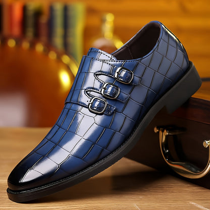 Men's Stone Textured Monk Strap Dress Shoes Slip-On Formal Loafers – Fashion Elegant Oxford Style for Business, Wedding & Special Occasions, Sizes US 6–12.5