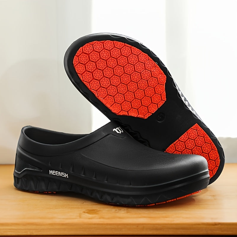 Men's Non-Slip Chef Shoes - Slip-Resistant Kitchen Work Shoes with Reinforced EVA Sole, Textured Grip and Heel Support for All-Day Comfort, Low-Top Sneakers for Professional Chefs and Commercial Kitchens, Black