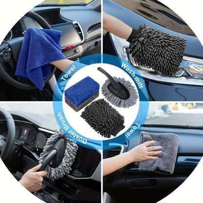 Car Wash Detailing Kit 19 or 41 Piece Handheld Vacuum Collapsible Bucket Tire Brush Windshield Tool Snow Shovel Cleaning Gel Complete Car Care Set Yellow Pink