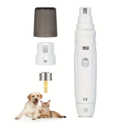 Electric Pet Nail Grinder for Dogs & Cats – Quiet USB Rechargeable Dog Nail Trimmer with 2 Speeds & 3 Port Sizes, Safe Low Noise Claw Grinder Tool