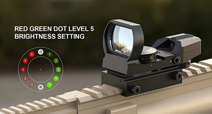 33mm Red Green Dot Sight – 4 Reticle Modes, 5 Brightness Settings, Parallax-Free Ultralight Rail Mount Scope for Rifles Shotguns Carbines, Hunting Target Shooting Tactical Use, CR2032 Battery Included