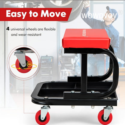 Mechanic Creeper Seat & Auto Repair Bench 3-in-1 – Foldable Z-Shaped Garage Stool with 500 Lb Capacity, 6 Wheel Rollers, Adjustable Lying, Sitting & Leaning Positions for Car Repair & Workshop