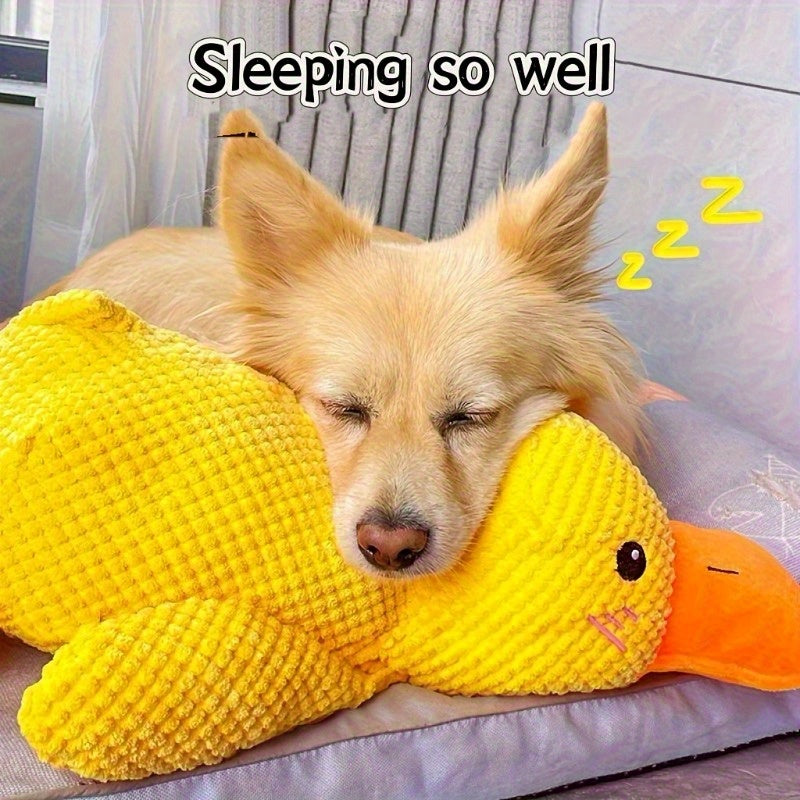 Large Plush Duck Dog Toy with Squeaker – Bite-Resistant Soft Chew Toy for Puppies & Large Breed Dogs, Durable Interactive Teething Toy for Golden Retrievers, Corgis & All Breeds