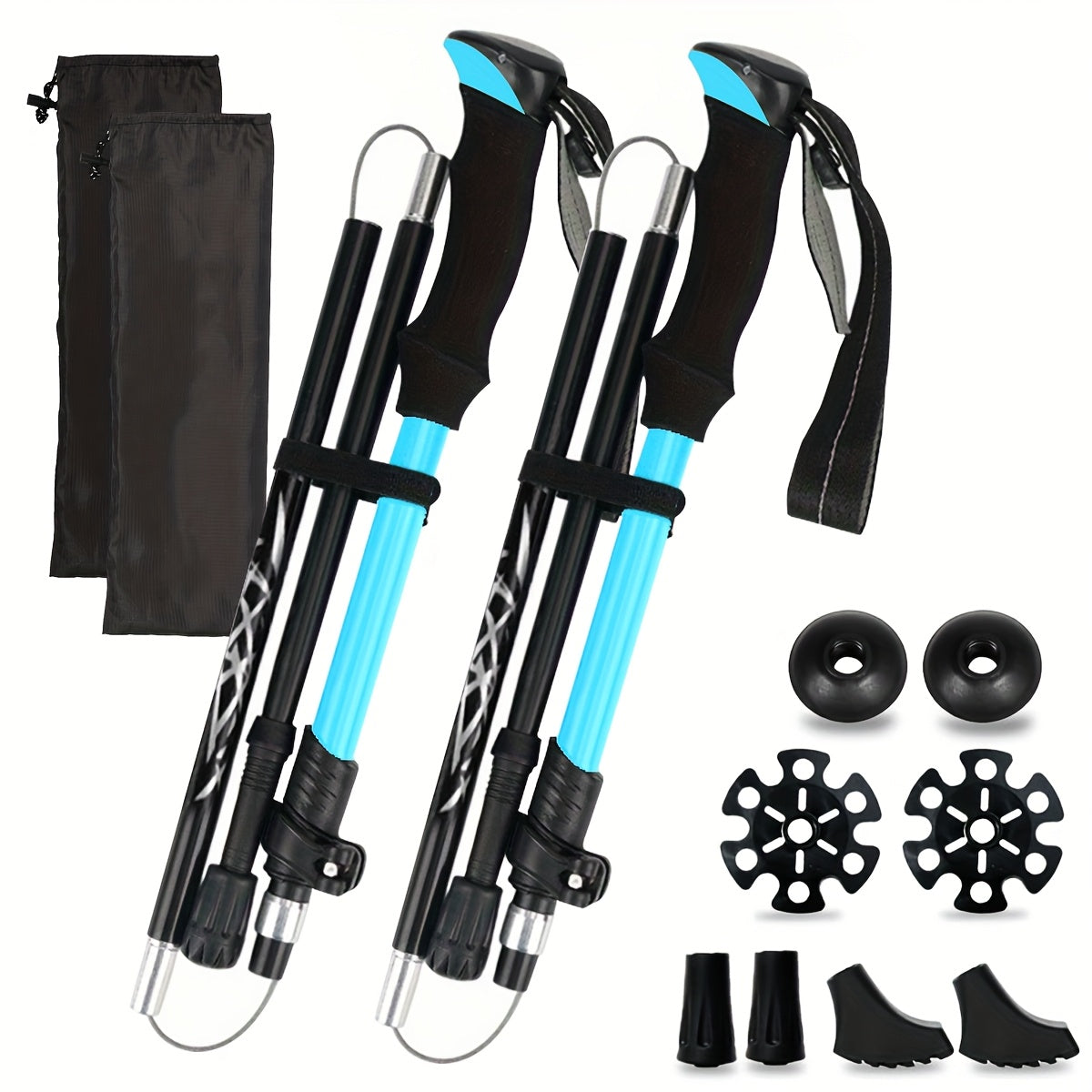 Trekking Poles 2 Pack Lightweight Aluminum Alloy Foldable Hiking Sticks – Quick-Lock Adjustable, Ergonomic Non-Slip Grip & Carry Bag for Men Women Camping Travel