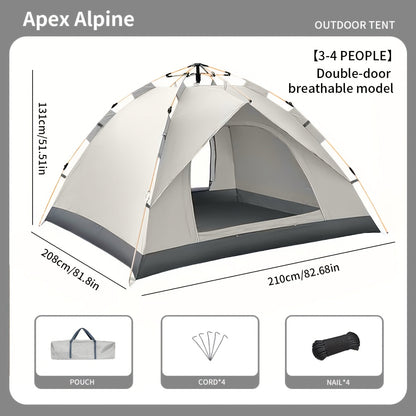 Pop Up Camping Tent Automatic Instant Setup, Waterproof Windproof UV Protection, 4-6 Person Family Tent with Double Door & Windows, Portable Foldable Design for Camping, Hiking, Beach & Outdoor Vacations