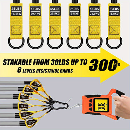 300lb Heavy-Duty Resistance Band Set Home Gym Strength Training Kit with Handles Door Anchor Ankle Straps Full Body Workout for Muscle Building Toning Rehabilitation