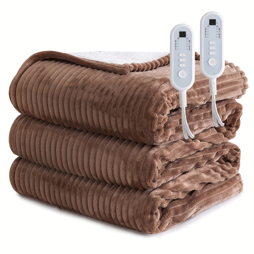 Electric Heated Blanket Flannel Extra Large with 8 Temperature Levels 10-Hour Auto-Off PTC+NTC Overheat Protection Machine Washable – Throw Twin Full Queen King Sizes