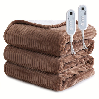 Electric Heated Blanket Flannel Extra Large with 8 Temperature Levels 10-Hour Auto-Off PTC+NTC Overheat Protection Machine Washable – Throw Twin Full Queen King Sizes