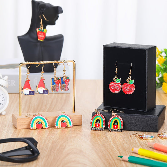 36 Pairs Teacher Earrings Set for Women Book Pencil Ruler Apple Stud & Dangle Earrings - Back to School Teacher Appreciation Gift Party Favor Pack Christmas Gift