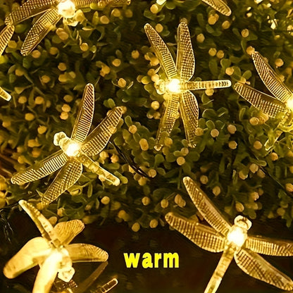 Solar Dragonfly String Lights Outdoor Waterproof – 236 Inch 30 LED 8 Modes Solar Powered Fairy Lights for Garden, Patio, Balcony, Yard & Christmas Decoration, Warm White & Color Options