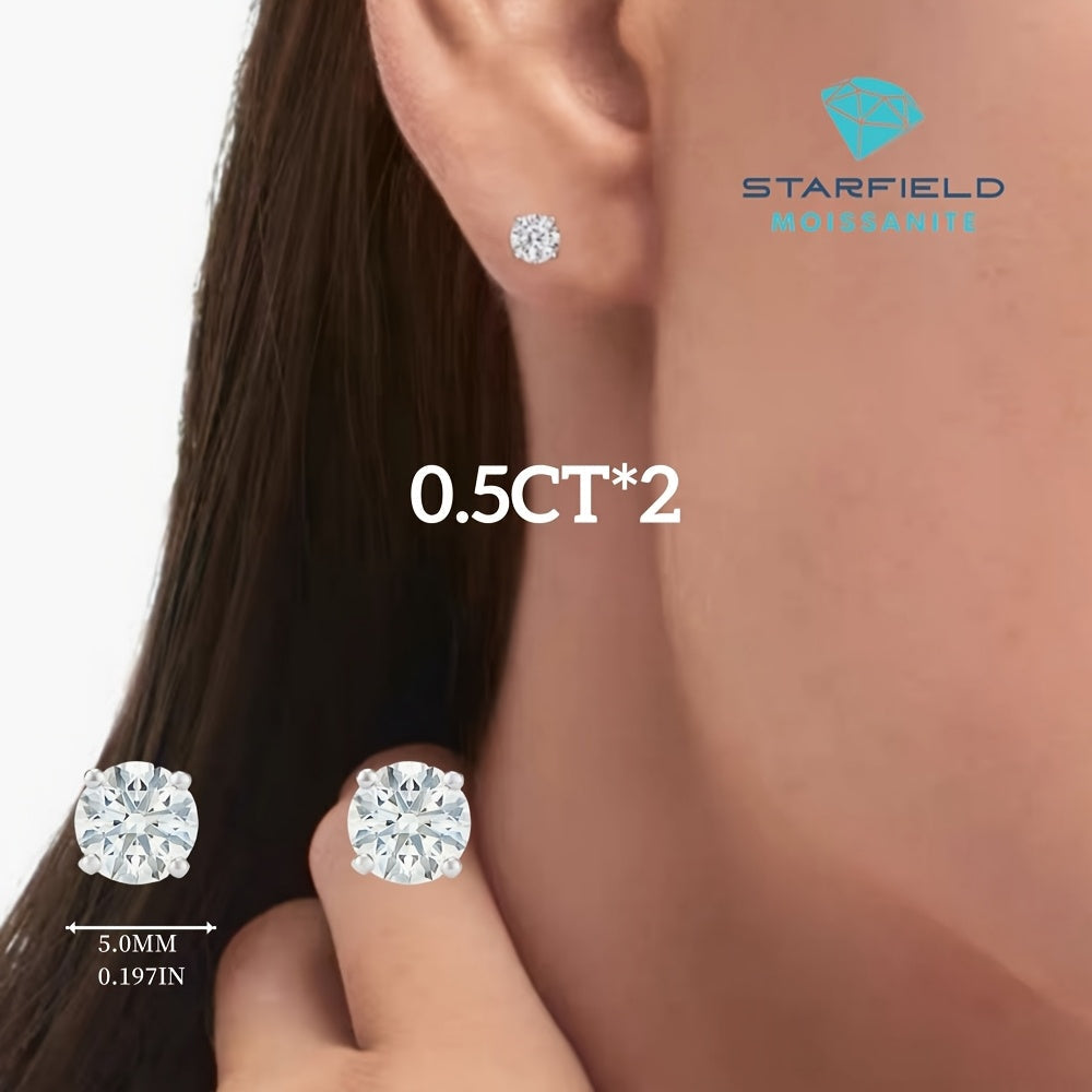 Classic Moissanite Stud Earrings D Color VVS1 S925 Sterling Silver – GRA Certified Lab Diamond Studs in 0.5CT to 5CT Per Ear, Ideal Gift for Birthday, Mother's Day & Wedding, Includes Velvet Pouch & Polishing Cloth