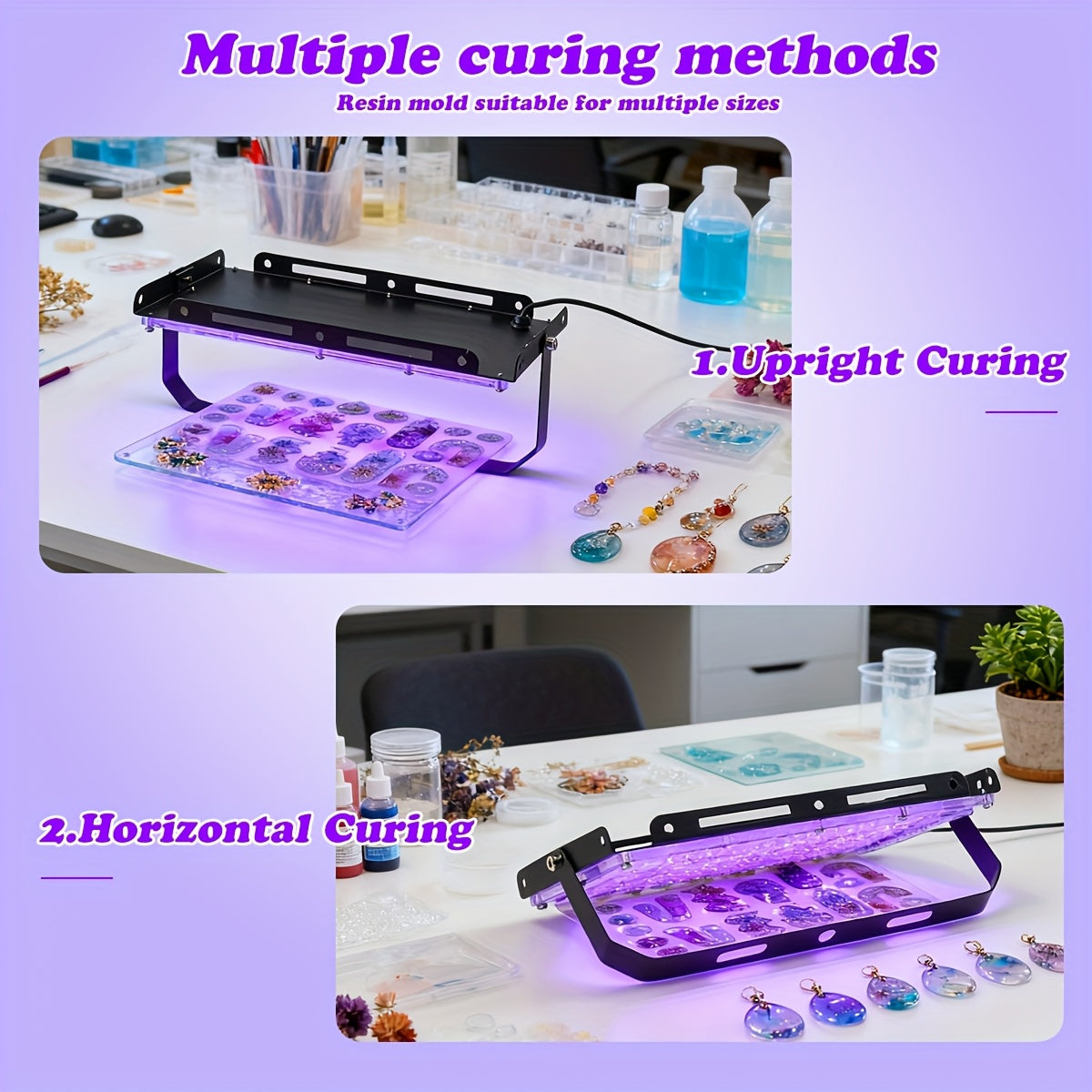 UV LED Resin Curing Lamp 96 or 144 LEDs High Power USB Plug & Play for Jewelry Making Epoxy Resin Hardening Mold Curing Resin Art Dark Violet