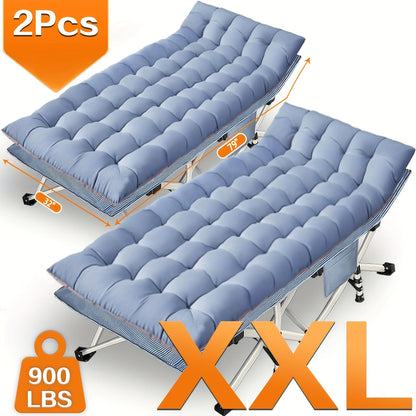 Folding Camping Cot with Mattress 75"-79" – Heavy Duty Portable Sleeping Cot for Adults Kids & Teens, Max Load 700-900lbs, for Camping Home Office Beach Garden & Fishing