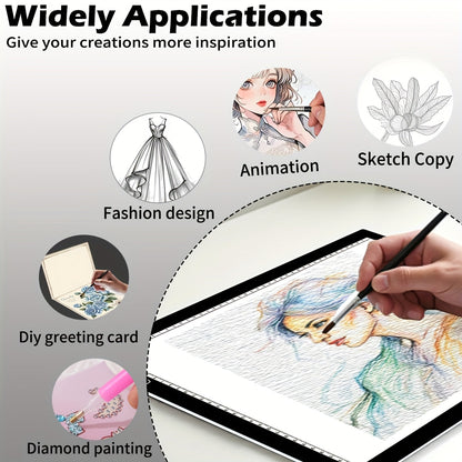 LED Light Pad A2 A3 A4 Adjustable Brightness Dual Light Strip Tracing Board Diamond Painting Sketching Drawing Art Light Box
