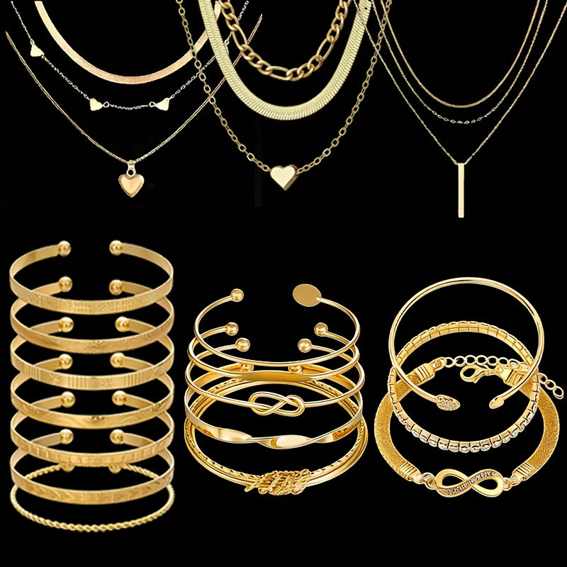 Boho Jewelry Set for Women 37-87 Pcs – Heart Twist Butterfly Earrings, Necklaces, Rings & Bangles, Minimalist Bohemian Style, Multi-Element Combo for Daily Holiday Vacation Wear